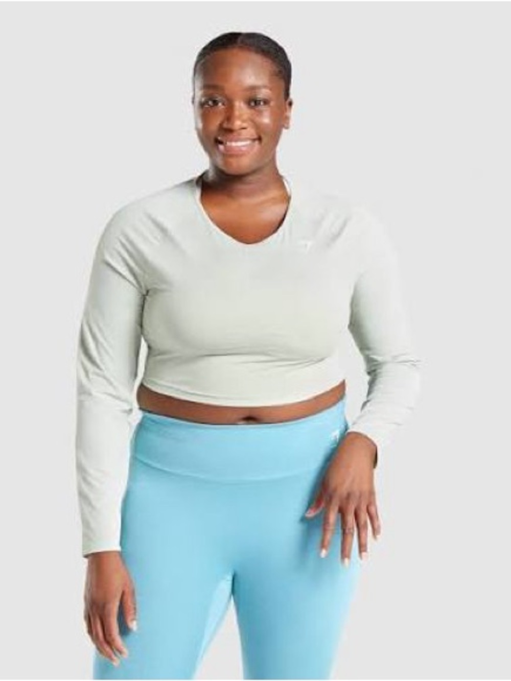 Gymshark Long-Sleeve Crop Top in Sage Green